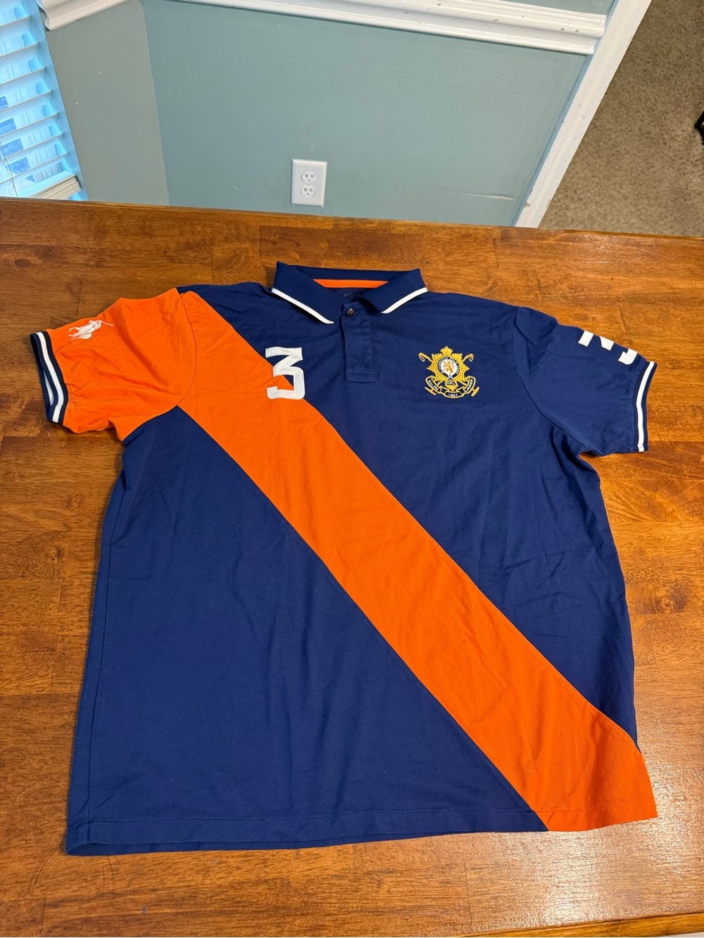 Polo Ralph Lauren Blackwatch Polo Team Sash Crest Mesh Shirt Blue Orange XXL